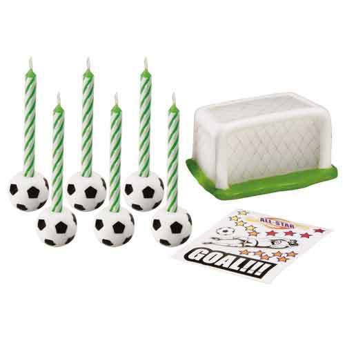 Kerzen - Kuchenaufsatz Motiv Fußball Set